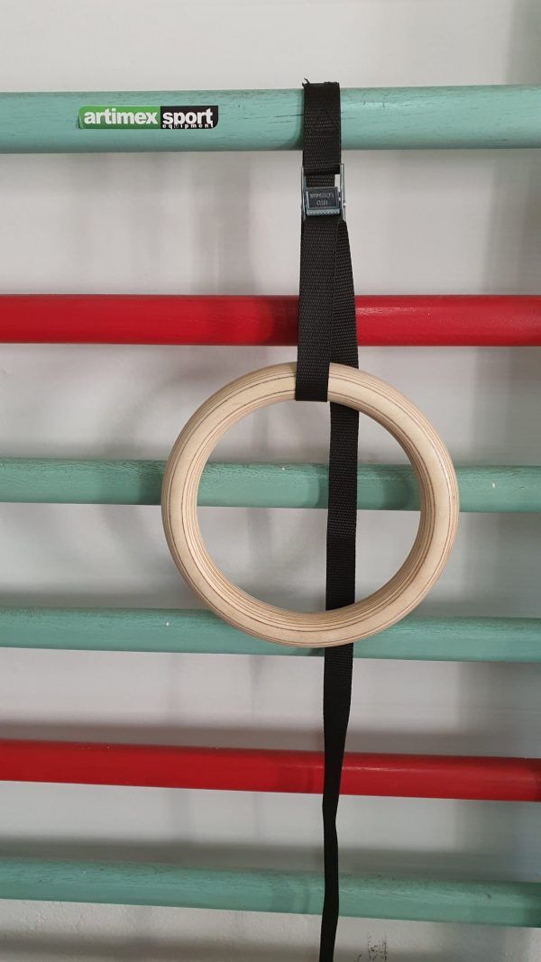 Wooden gymnastic rings with straps, code 1163-strap