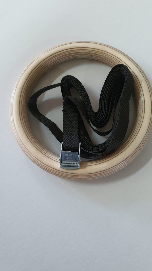 Wooden gymnastic rings with straps, code 1163-strap
