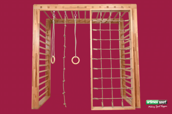 Art Sport USA Kids Wooden Climbing Gym – 87" Indoor Climbing Set for Children – Model 283