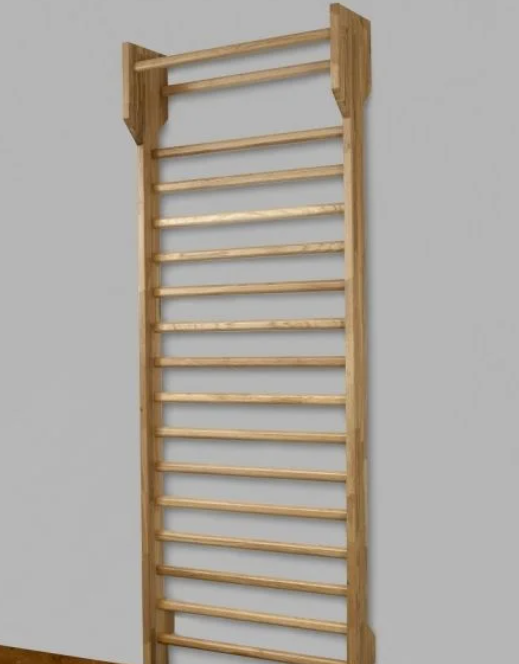 Complete Oak Swedish Ladder & Folding Pull-Up Bar Set – 94" x 35" – Model 249-E